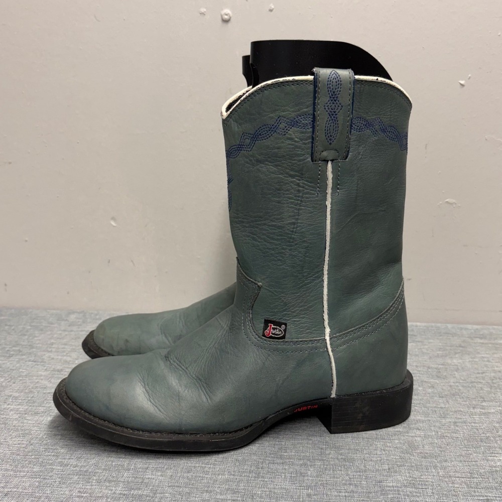 Justin Boots Western Roper Women 7 C Teal L4610 J-Flex Leather Stitching